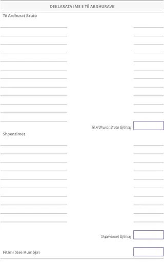 Formular i paplotësuar: Deklarata e të Ardhurave të Mia