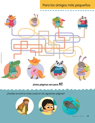 simple maze to match baby animals with grown up animals