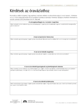 kiosztandó anyag, Kérdések az óravázlathoz