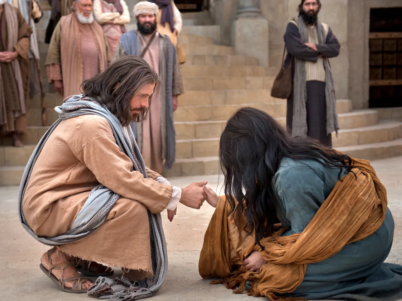 Jesus Christ comforts and forgives a woman accused of adultery a teaching from the Bible