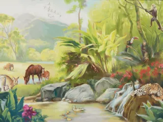 garden with animals