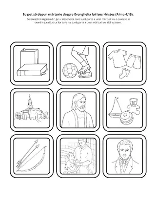Pagină cu activități: eu pot să depun mărturie despre Evanghelia lui Isus Hristos