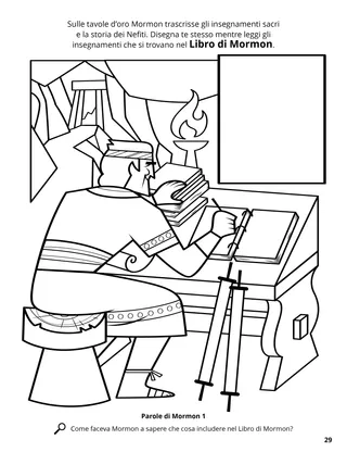 Mormon Compiles Sacred Writings coloring page