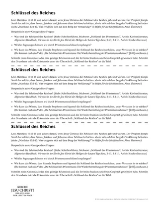 Arbeitsblatt „Schlüssel des Reiches“