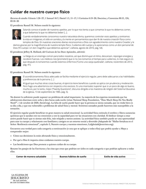 Volante “Cuidar de nuestro cuerpo físico”