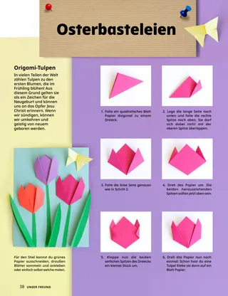 Artikel (PDF) mit einer Origami-Tulpe zum Basteln
