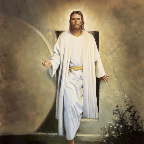 resurrected Jesus Christ leaving the tomb
