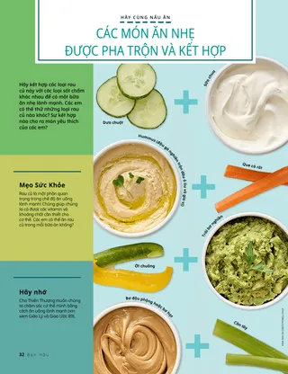 Trang PDF với hình ảnh rau củ và sốt chấm