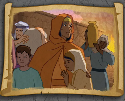 Rahab with her children.