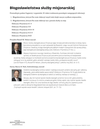 Błogosławieństwa służby misjonarskiej
