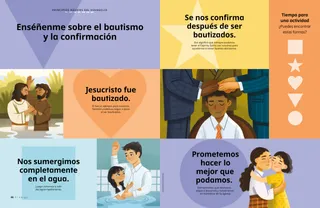 Página PDF que muestra ejemplos de bautismo y confirmación