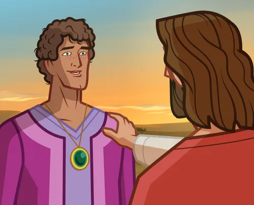 The young man responds to Jesus.