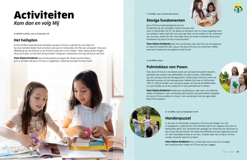 Pdf van twee meisjes met papieren palmtakken