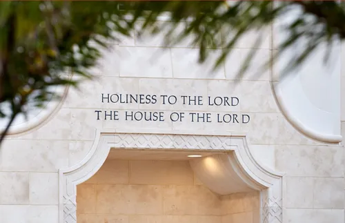 words on outside of Durban South Africa Temple