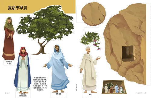 活动页面PDF：剪下角色或物品，制作复活节清晨的布景