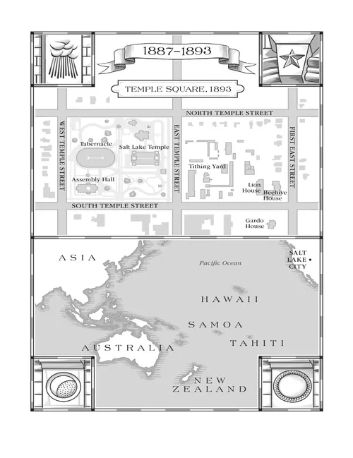 map of Temple Square, Pacific islands