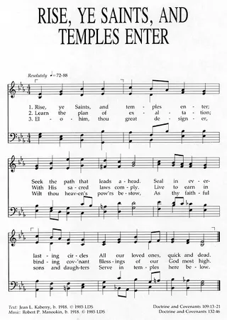 Music, Rise, Ye Saints, and Temples Enter