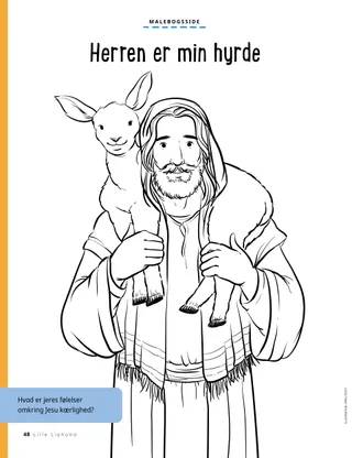 coloring page of Jesus holding a lamb