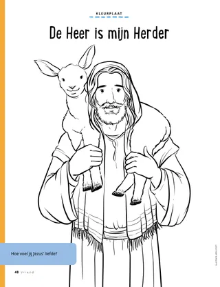 coloring page of Jesus holding a lamb