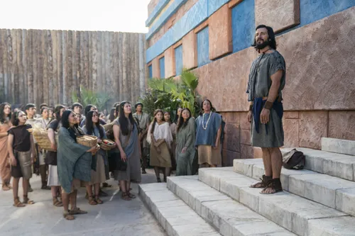 Alma the Younger preaches to the people in the city of Gideon.