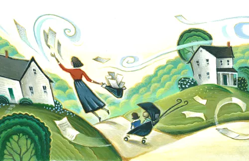 woman gathering loose papers