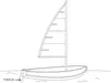 drawing, small boat with sail