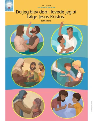 Jesus being baptized and serving others