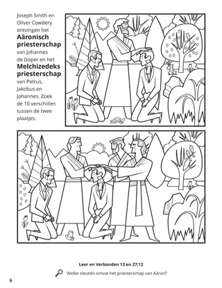 Restoration of the Aaronic and Melchizedek Priesthoods coloring page