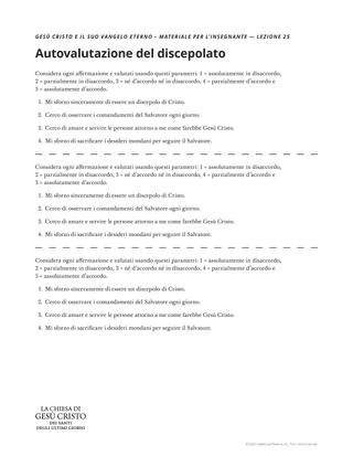 Scheda — Autovalutazione del discepolato