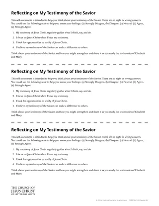 Reflecting on My Testimony of the Savior handout