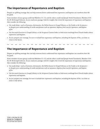 The Importance of Repentance and Baptism handout