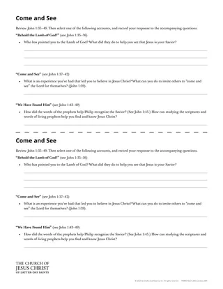 Come and See handout