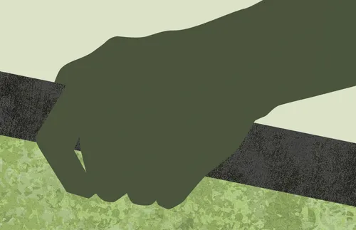 hand grasping iron rod