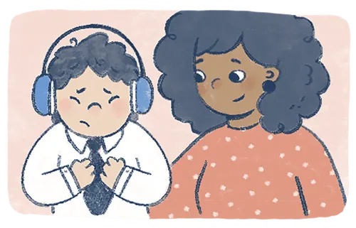 Boy wearing headphones