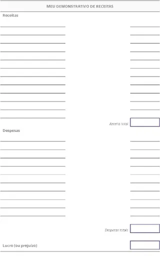 Formulário em branco: Meu demonstrativo de renda