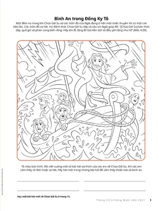 coloring page of Jesus calming the storm