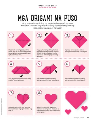 illustrated instructions for folding a paper heart