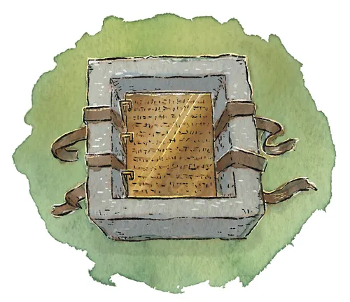 gold plates in a box