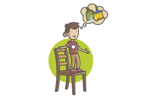 boy standing on a chair