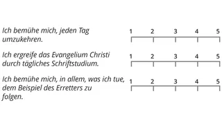Skala von 1 bis 5 für jede Aussage