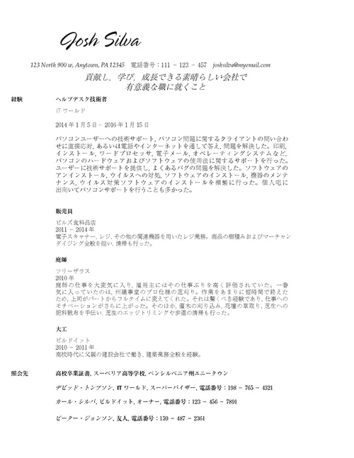 悪い履歴書の例