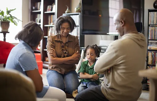 family praying