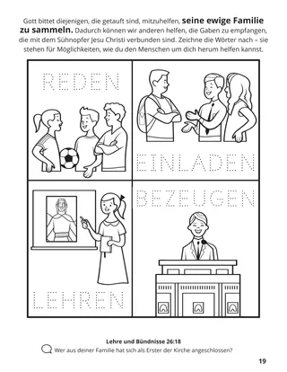 Seite 19 im Malbuch „Wir sammeln die Familie Gottes“