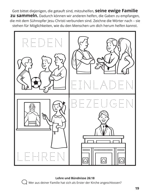PDF/Ausmalbild: Kinder erzählen anderen vom Evangelium