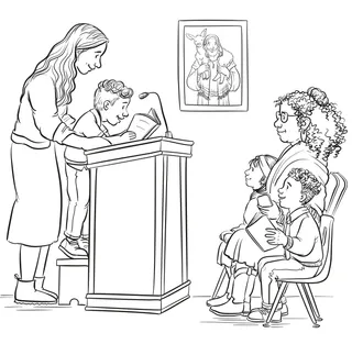 tfal u għalliema fil-Primarja