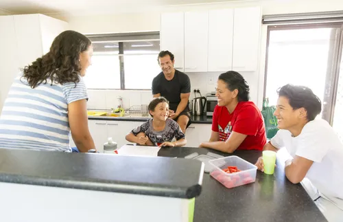 family in the kitchen