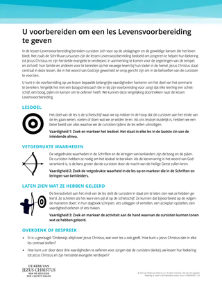 Voorbereiding om een les Levensvoorbereiding te geven