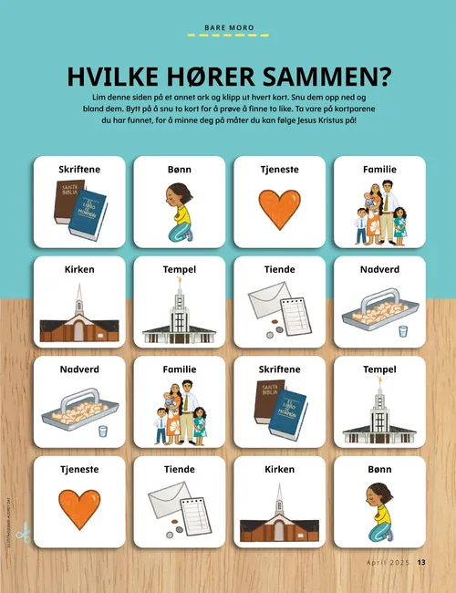 PDF-side med hvilke hører sammen-aktivitet om måter å følge Jesus Kristus på