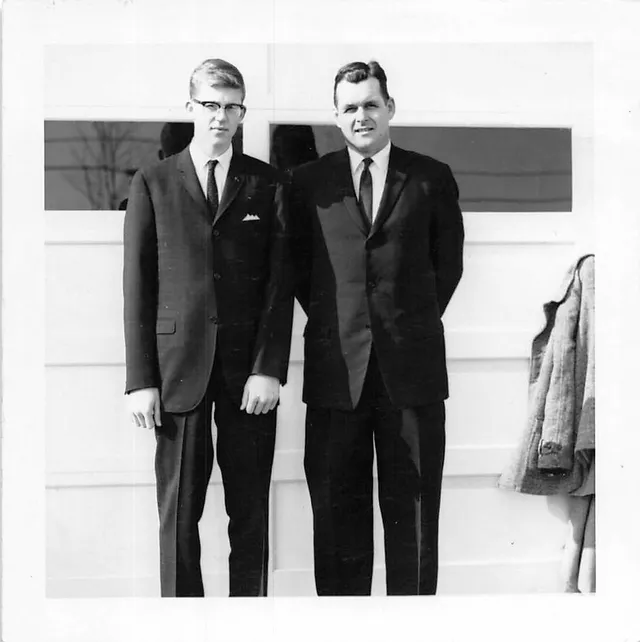 D. Todd Christofferson with his father, Paul V. Christofferson, in New Jersey, 1964.