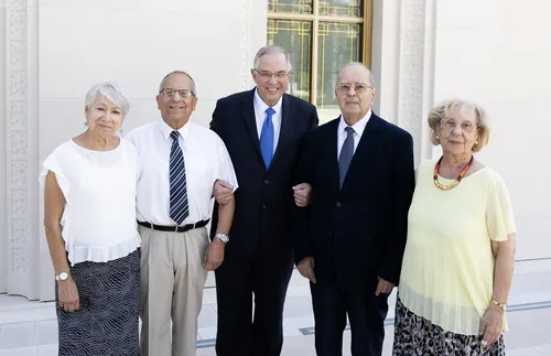 Elder Andersen with Portuguese Saints at the Lisbon Temple dedication